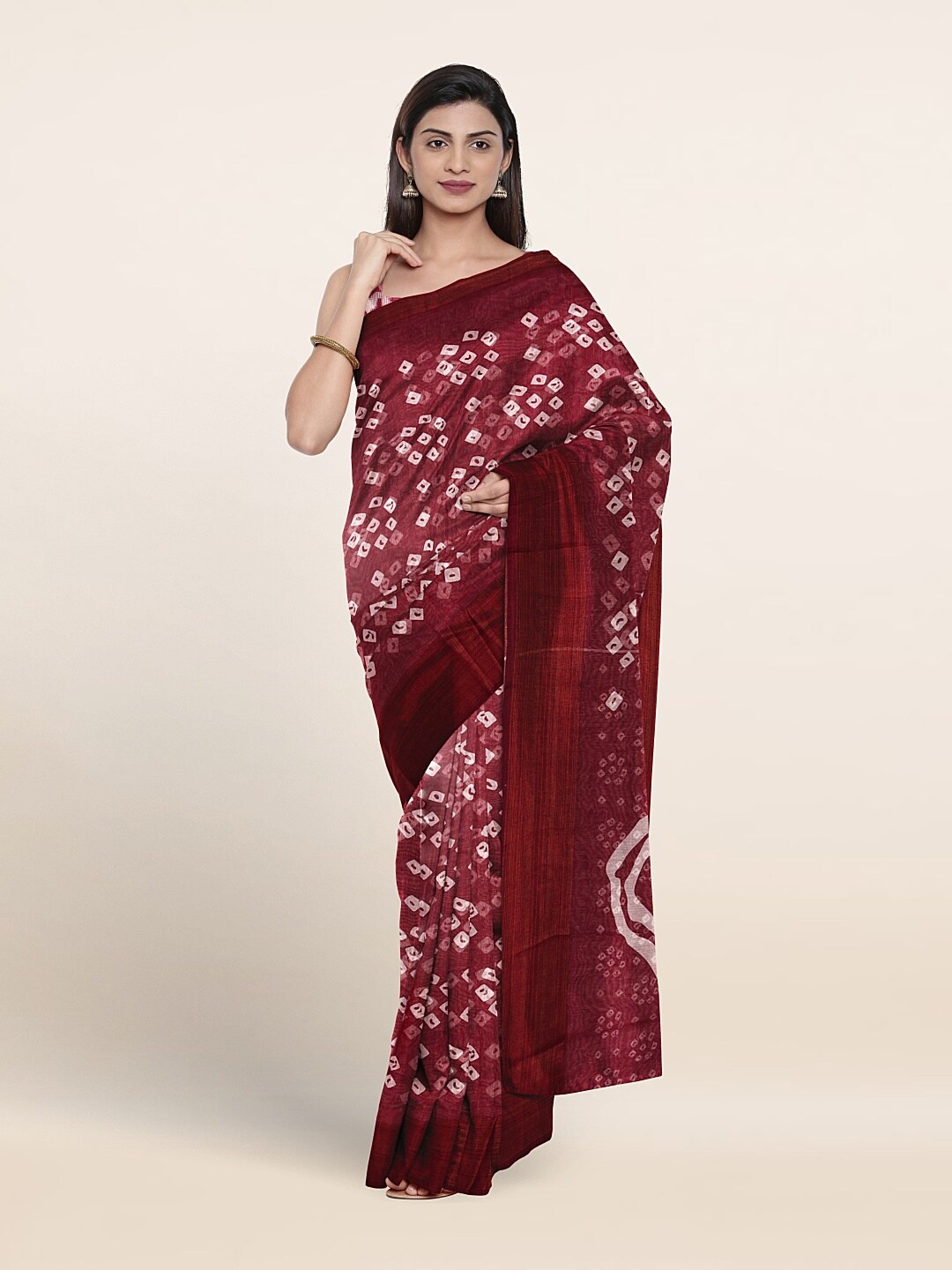 

Pothys Geometric Printed Saree With Blouse Piece, Purple