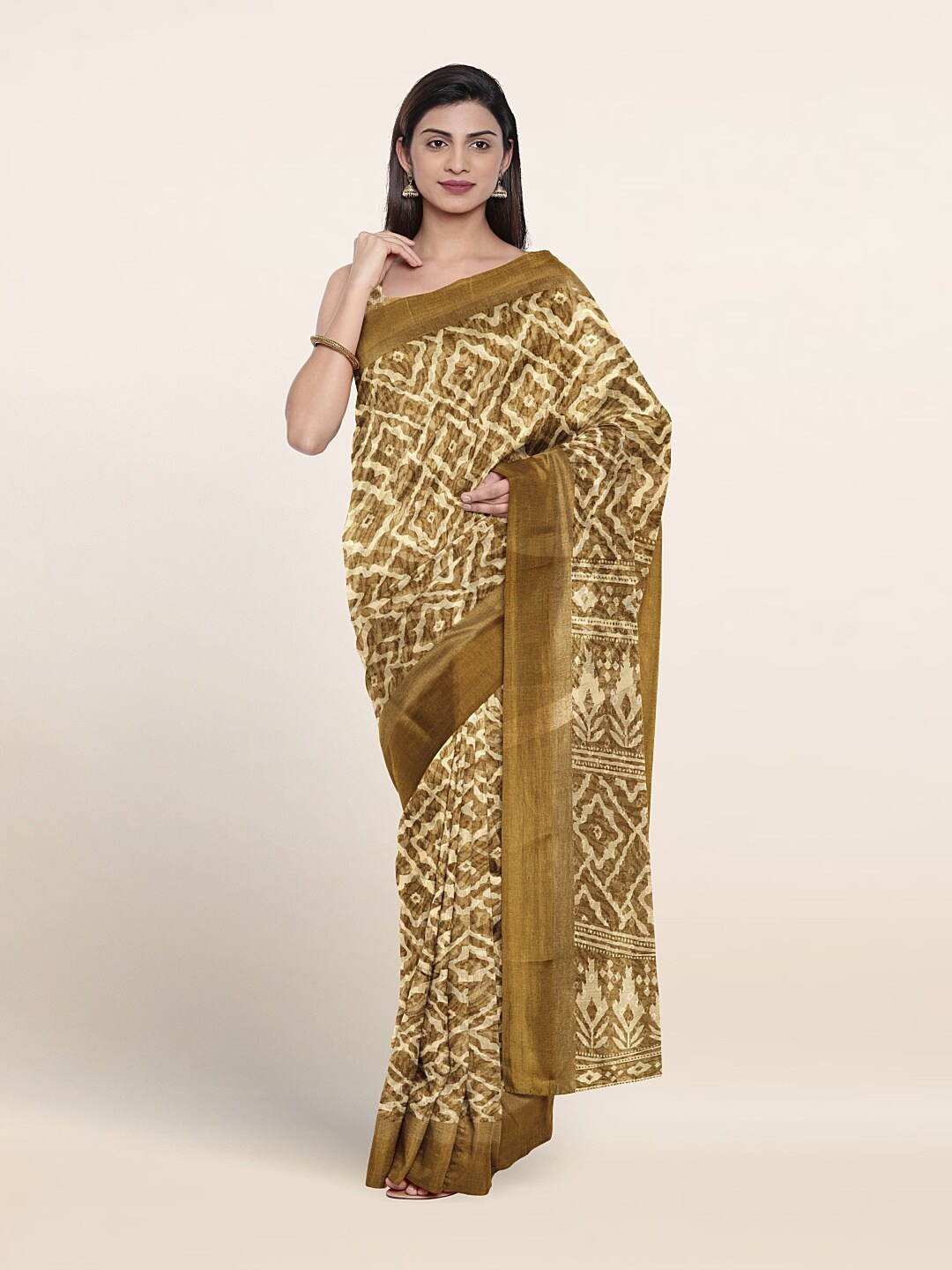 

Pothys Geometric Printed Saree, Green