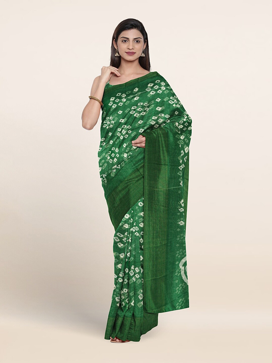 

Pothys Bandhani Printed Saree, Green