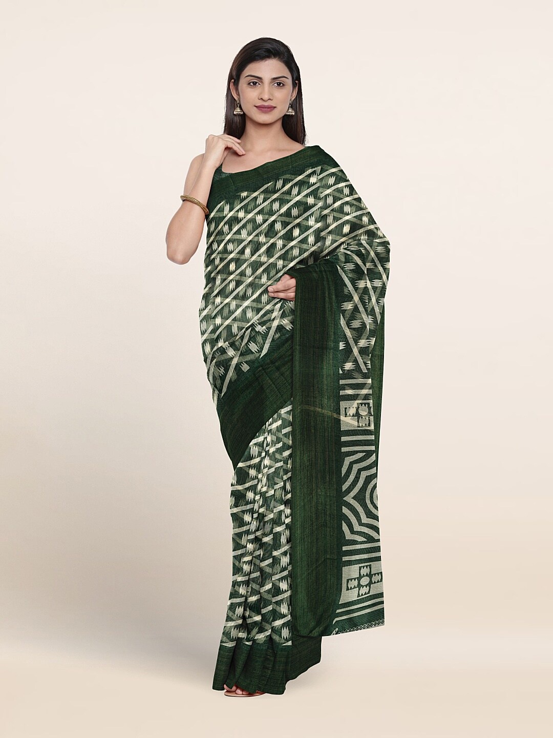 

Pothys Ethnic Motif Printed Saree, Green