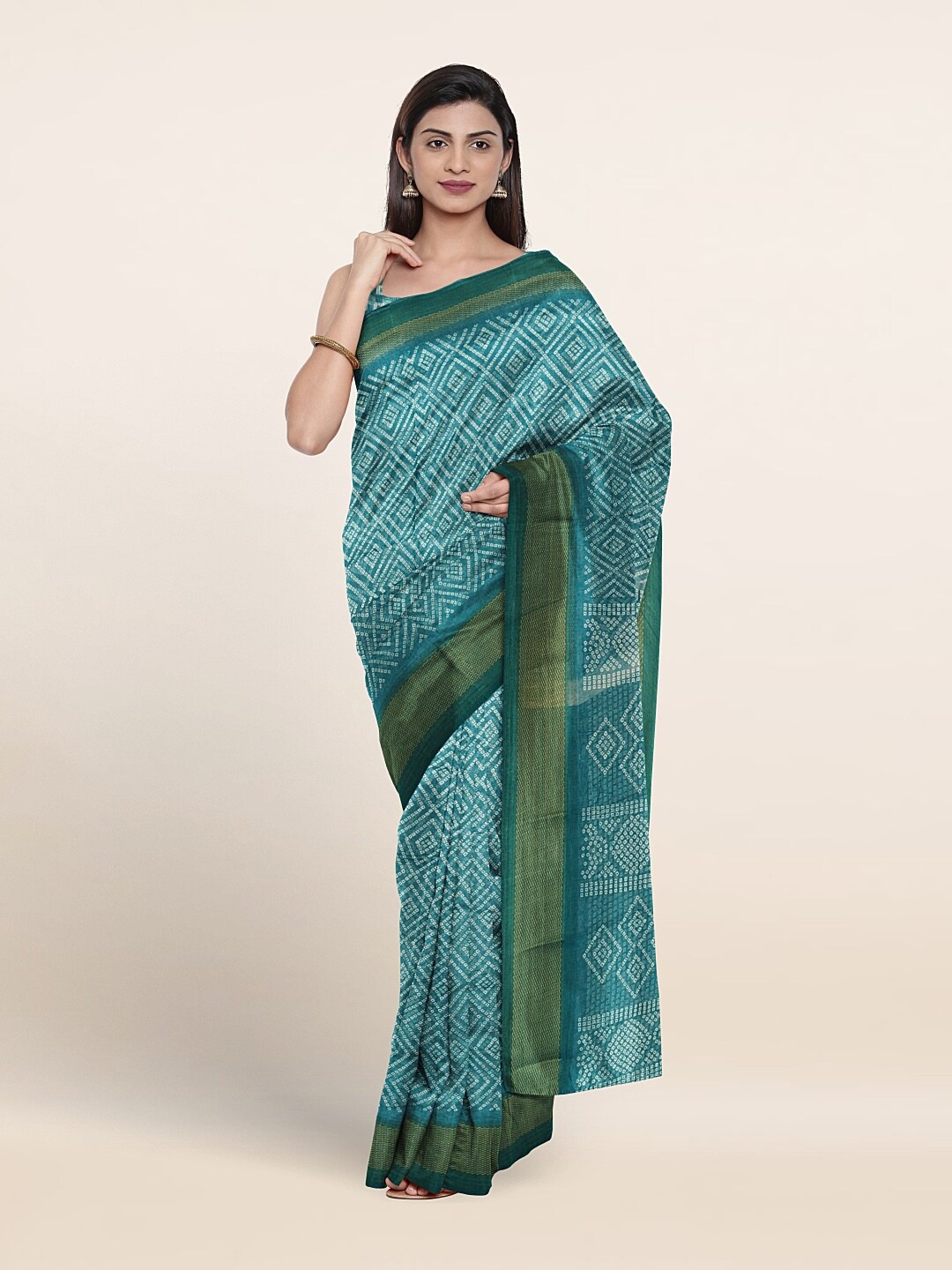 

Pothys Bandhani Printed Zari Saree, Blue