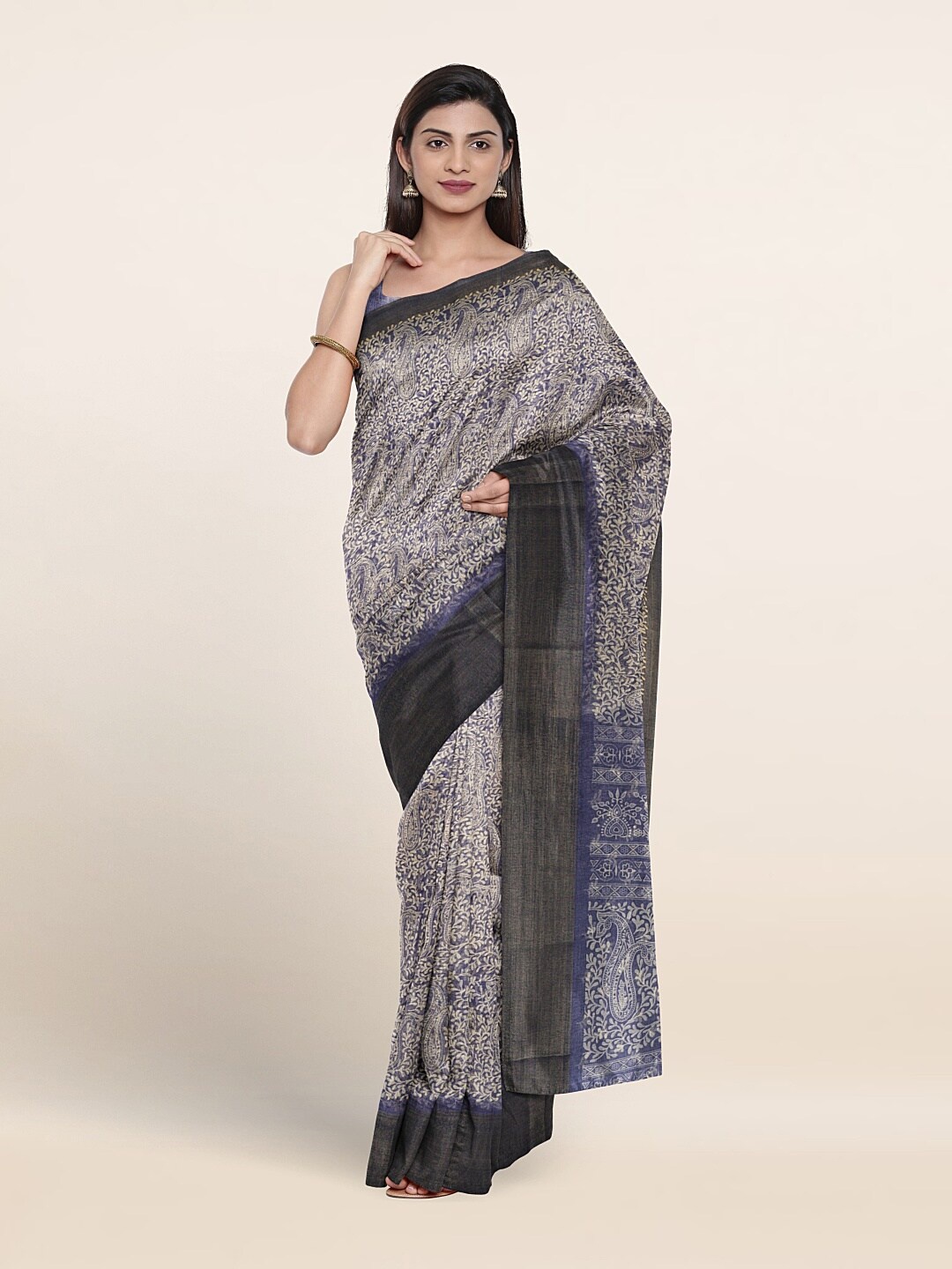 

Pothys Ethnic Motifs Printed Zari Saree, Blue