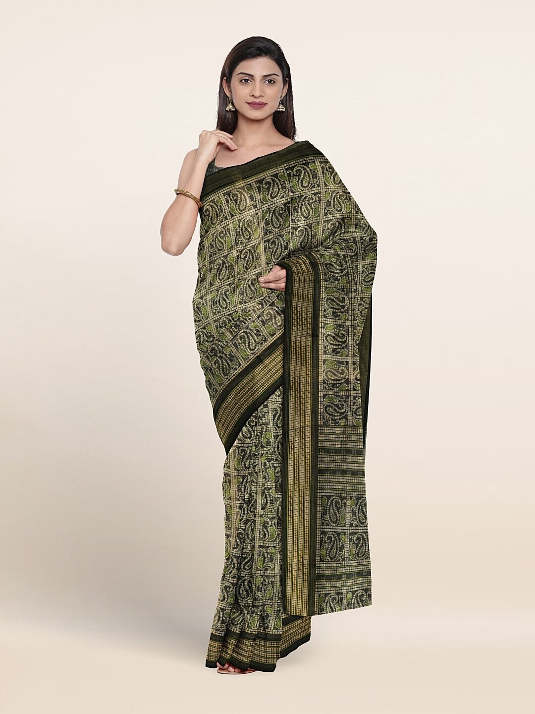 

Pothys Paisley Printed Saree, Green
