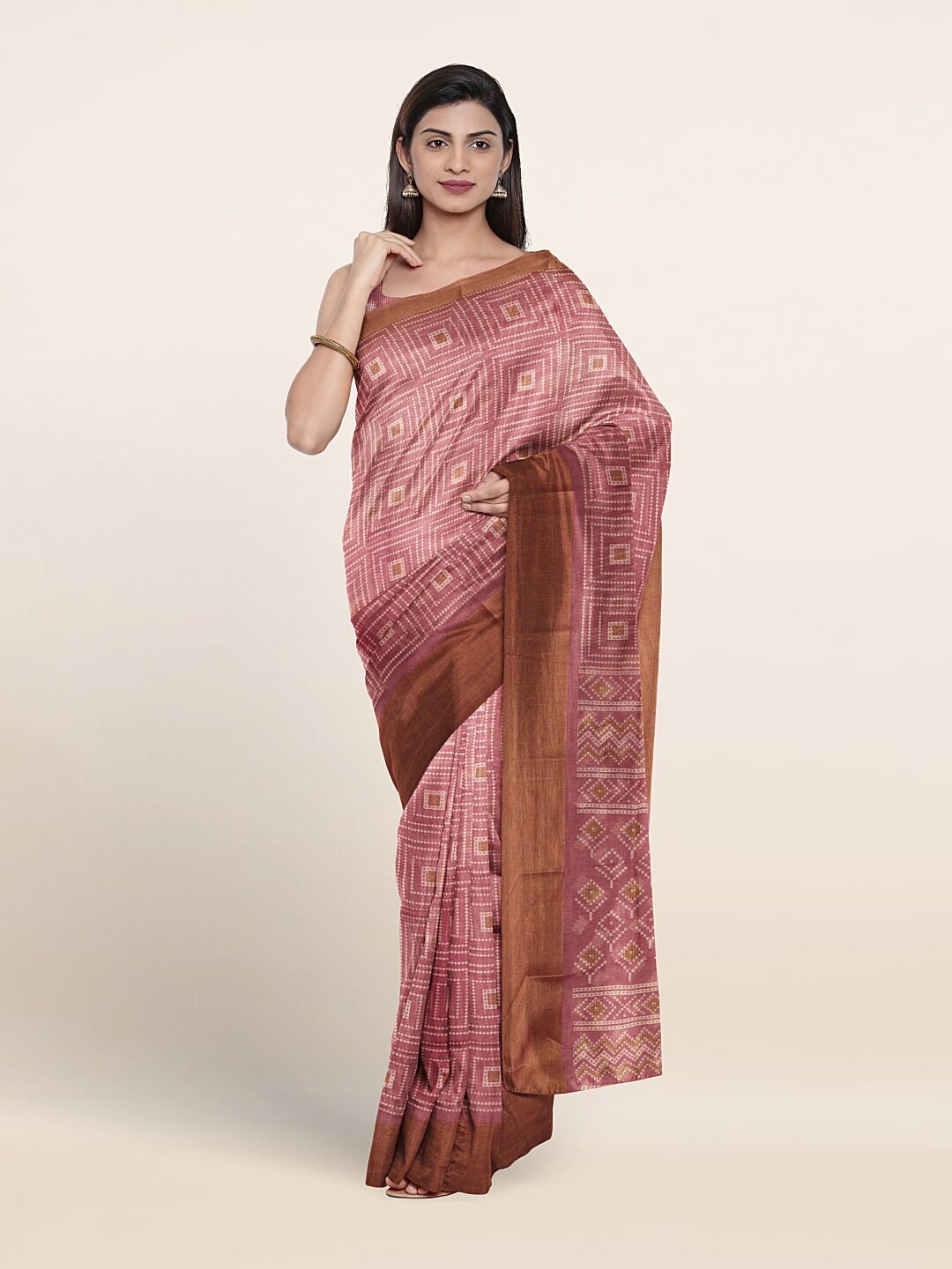 

Pothys Geometric Printed Saree, Mauve