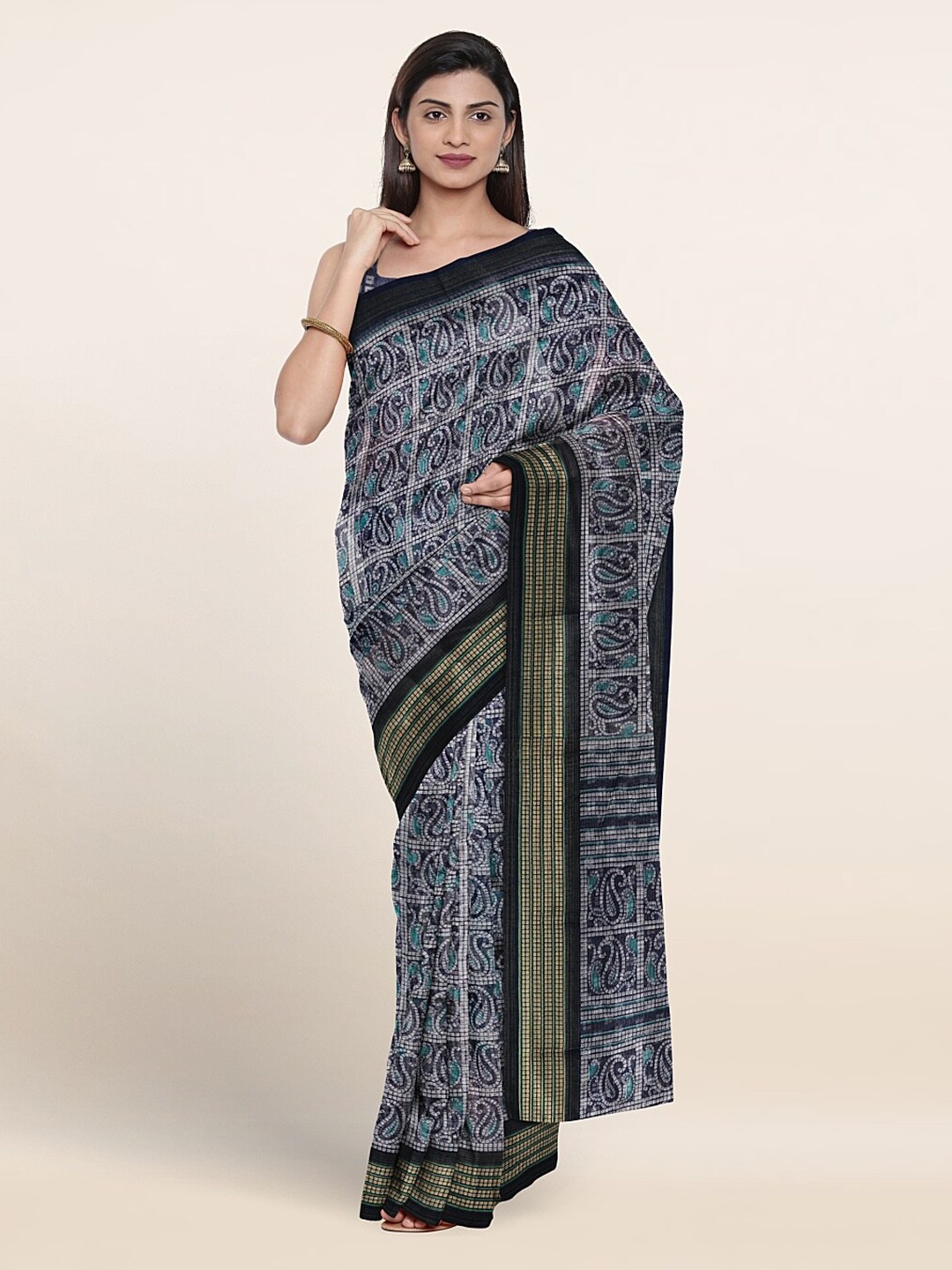 

Pothys Paisley Printed Saree, Blue