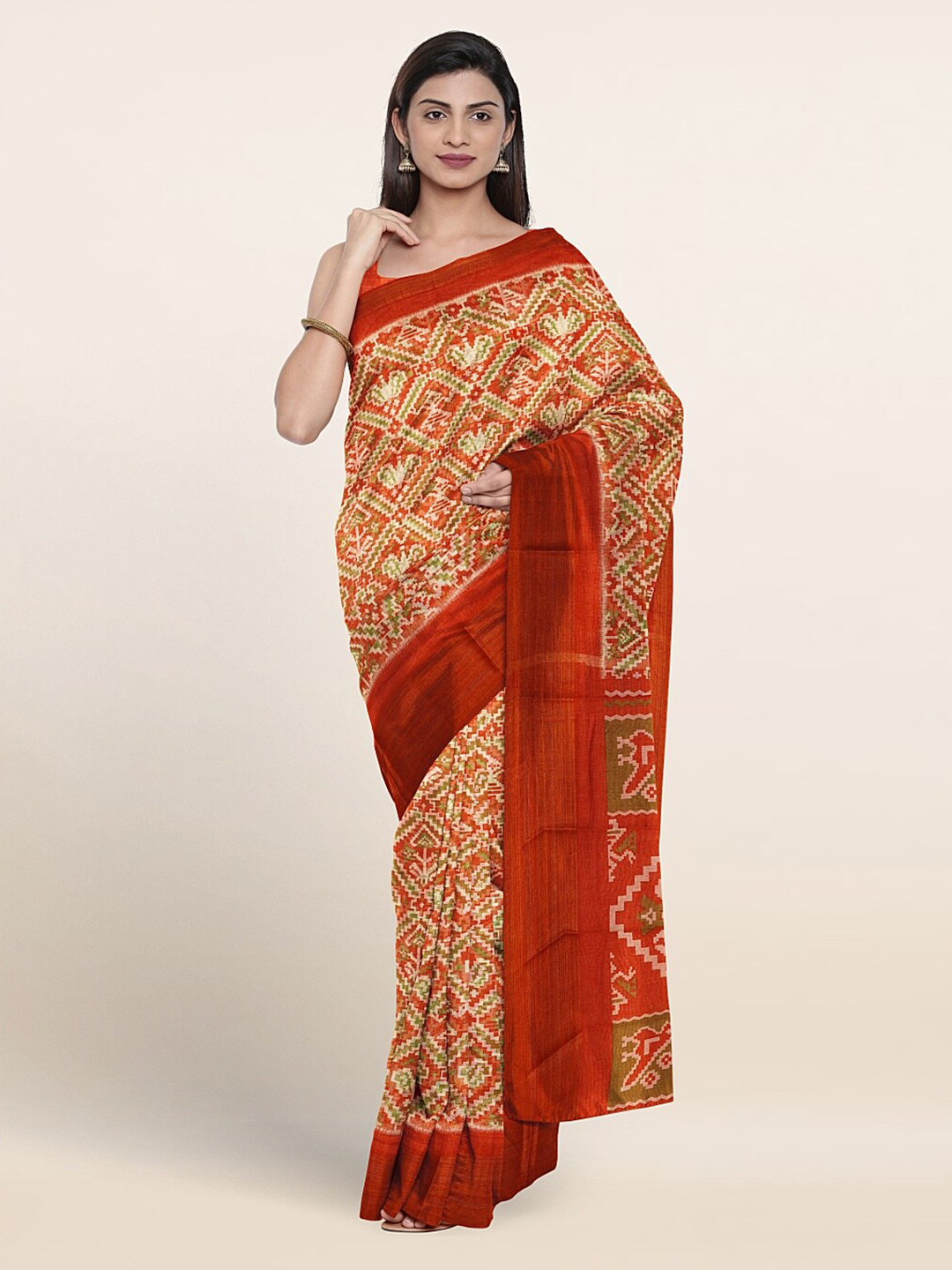 

Pothys Ethnic Motifs Printed Saree, Orange