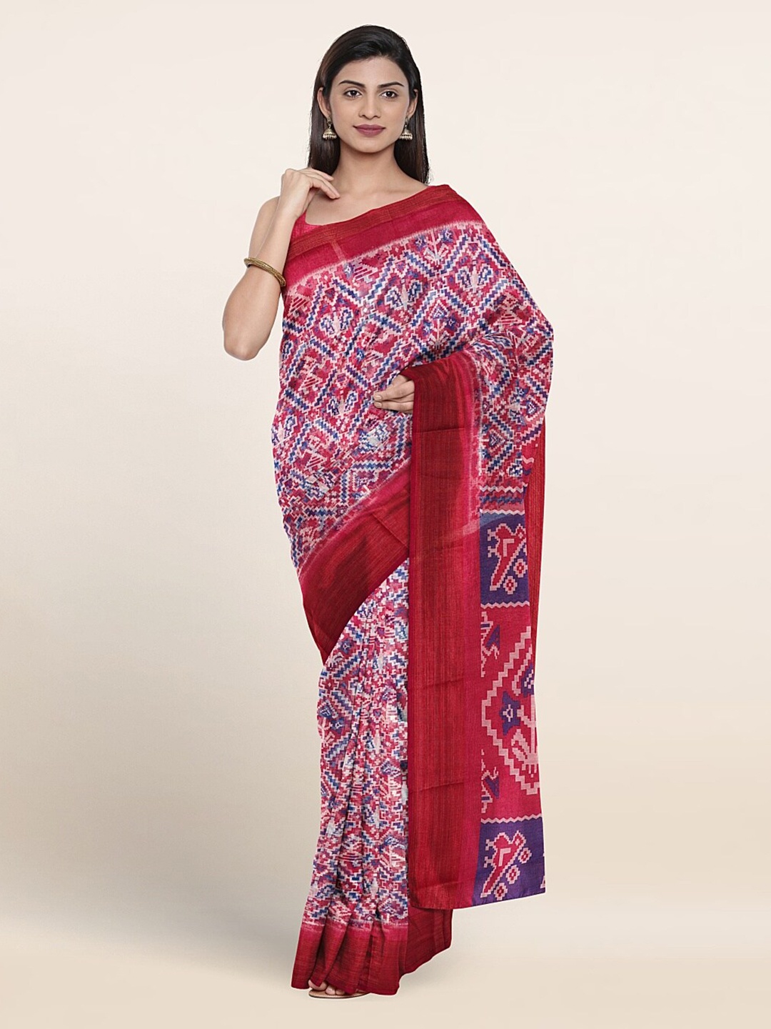 

Pothys Pink & Blue Ethnic Motifs Saree