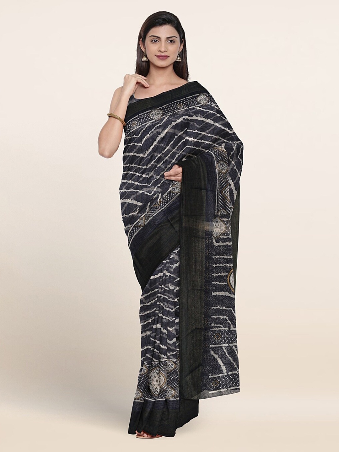 

Pothys Printed Cotton Blend Saree, Blue