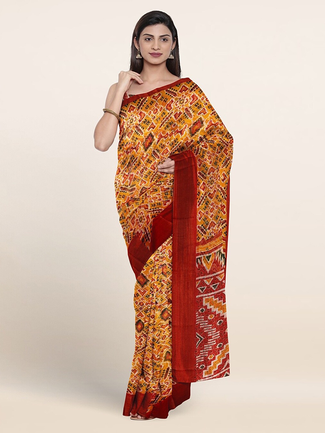 

Pothys Ethnic Motifs Printed Saree, Yellow