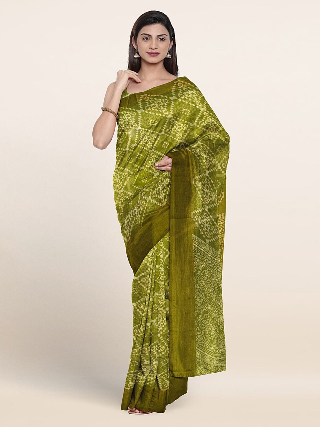

Pothys Ethnic Motifs Printed Saree, Green