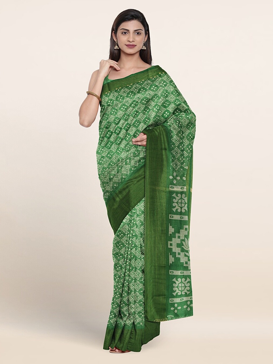 

Pothys Ethnic Motifs Printed Saree, Green