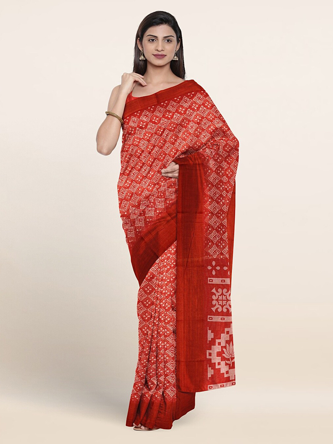

Pothys Ethnic Motifs Printed Saree, Red