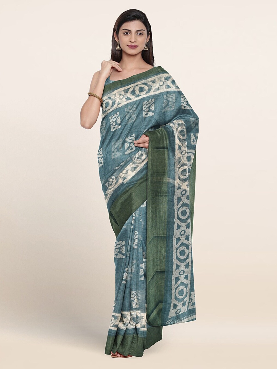 

Pothys Batik Printed Saree, Blue
