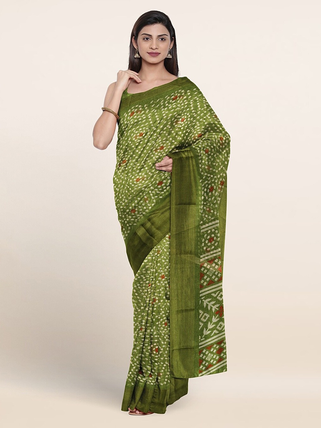 

Pothys Ethnic Motifs Printed Saree, Green