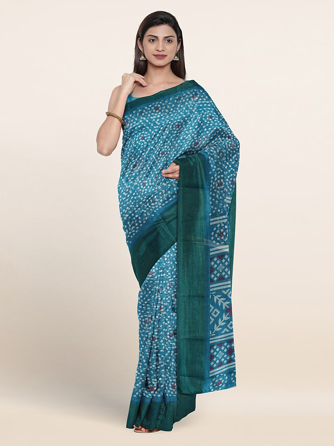 

Pothys Ethnic Motifs Printed Saree, Blue