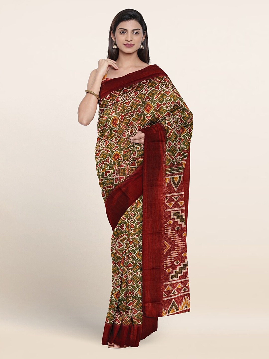 

Pothys Ethnic Motifs Printed Saree, Green