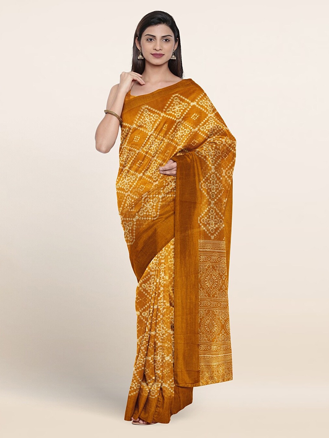 

Pothys Ethnic Motifs Printed Zari Saree, Mustard