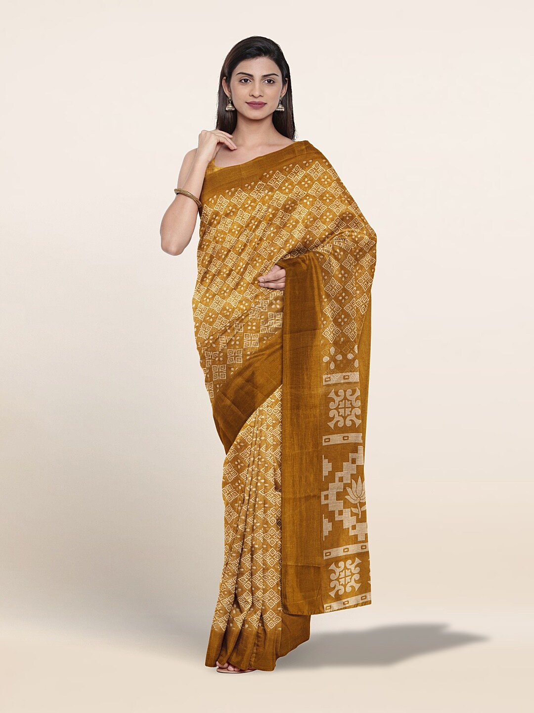 

Pothys Ethnic Motifs Printed Zari Saree, Mustard