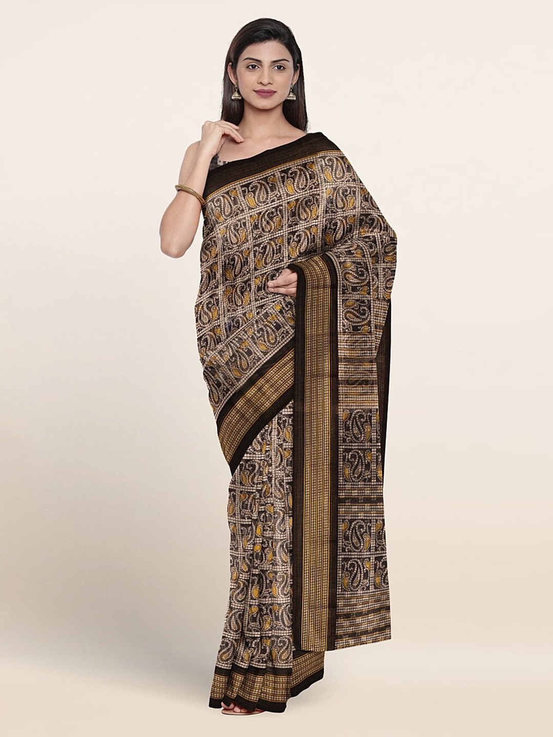 

Pothys Ethnic Motifs Printed Saree, Brown