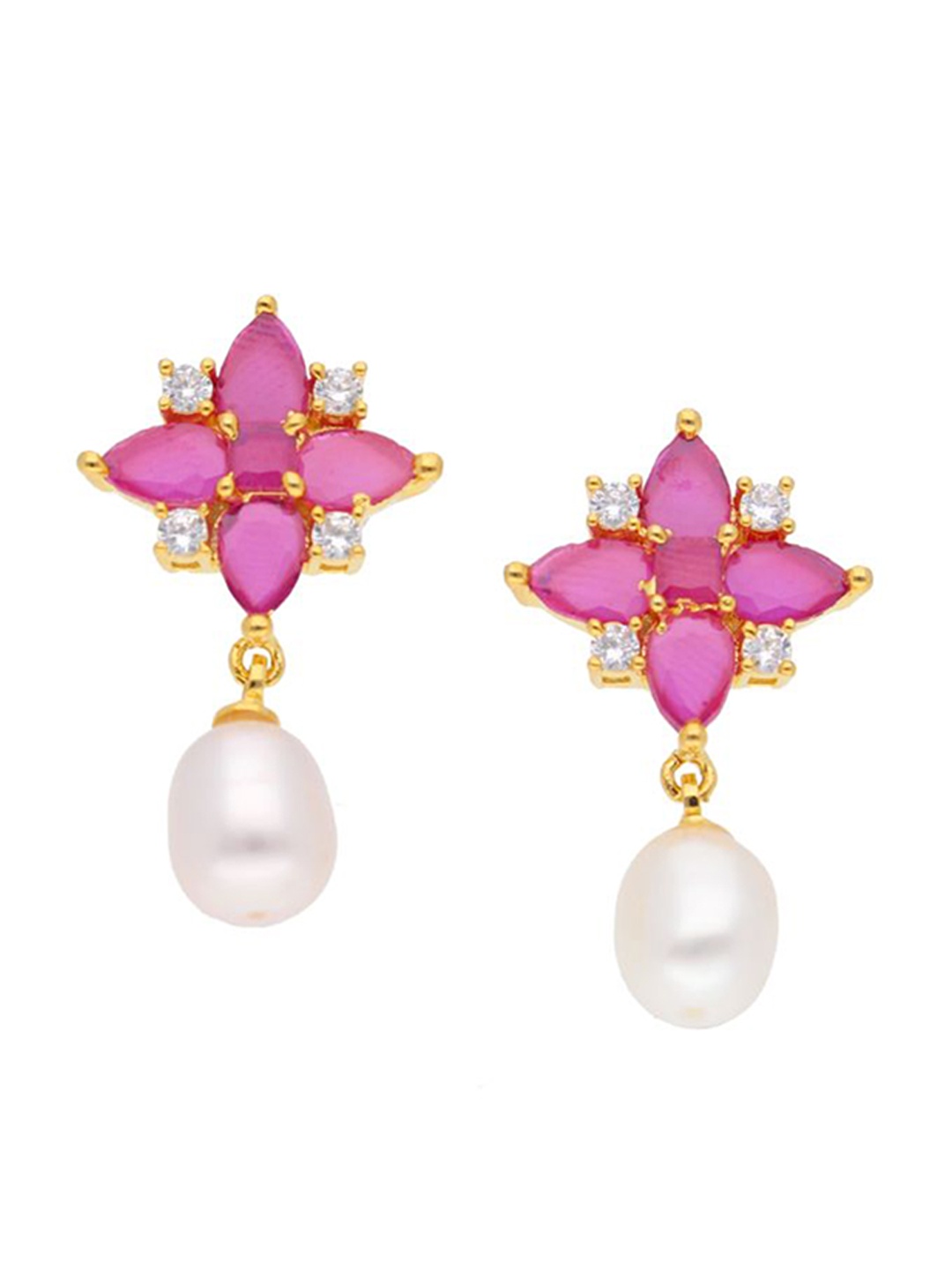 

Sri Jagdamba Pearls Dealer Gold-Plated Contemporary Drop Earrings