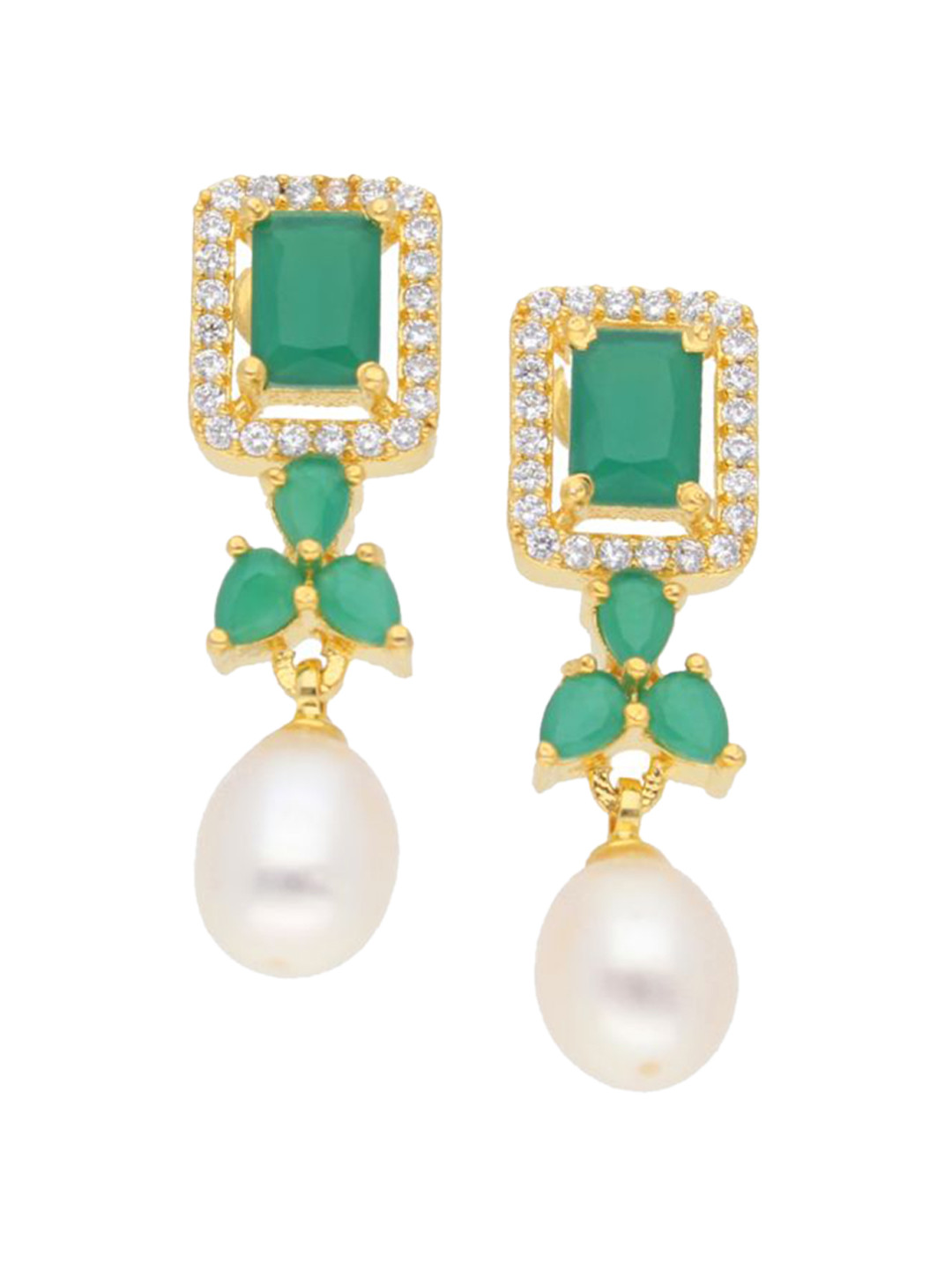 

Sri Jagdamba Pearls Dealer Gold-Plated Contemporary Drop Earrings