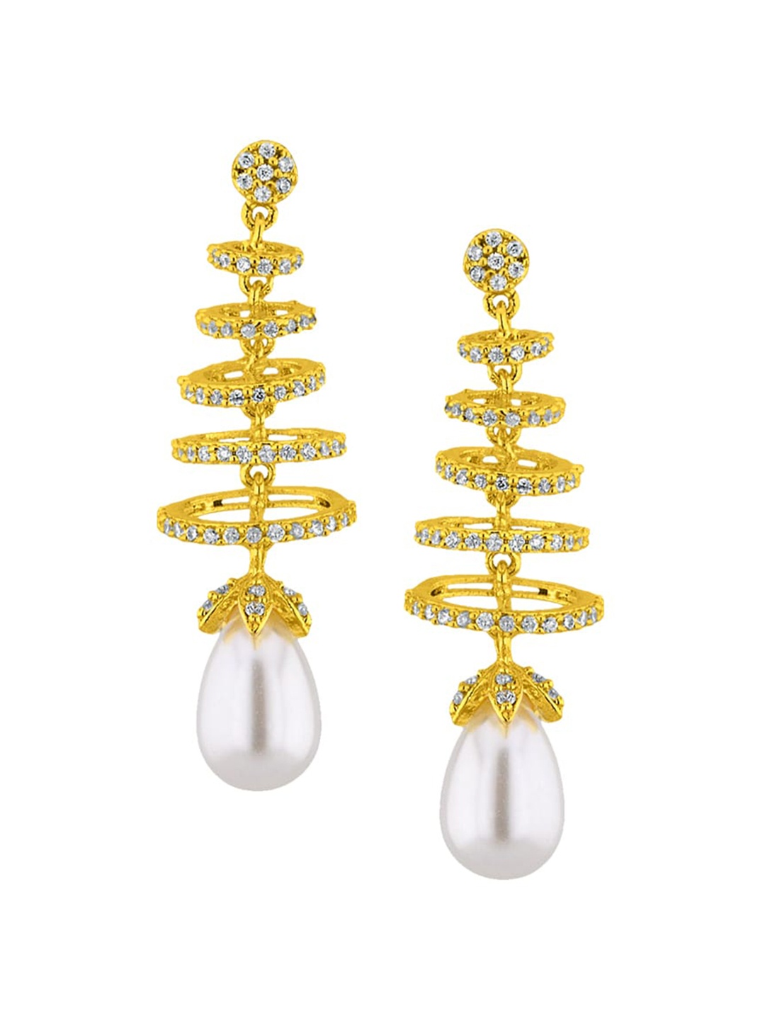 

Sri Jagdamba Pearls Dealer Gold-Plated Contemporary Drop Earrings