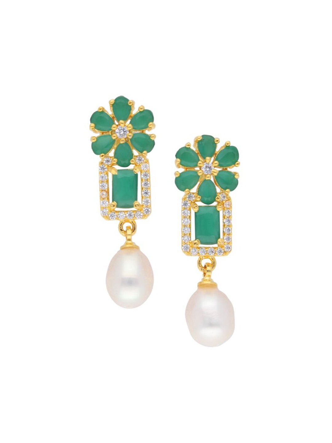 

Sri Jagdamba Pearls Dealer Gold-Plated Beaded Contemporary Drop Earrings