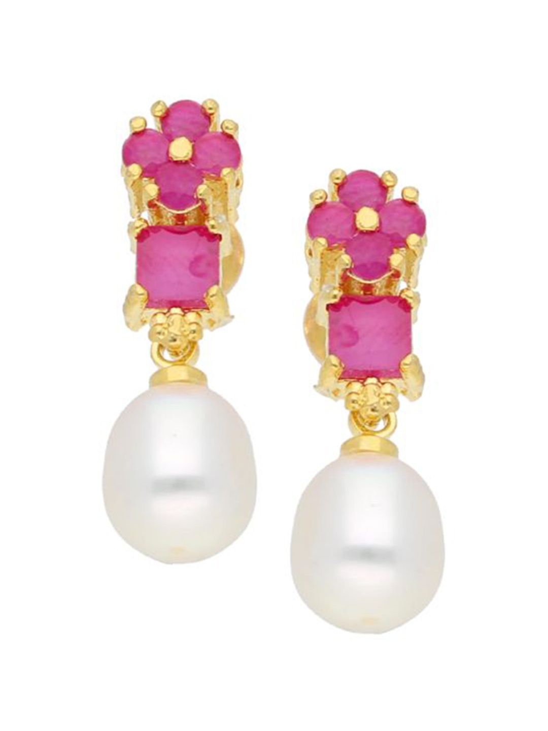 

Sri Jagdamba Pearls Dealer Gold-Plated Contemporary Drop Earrings