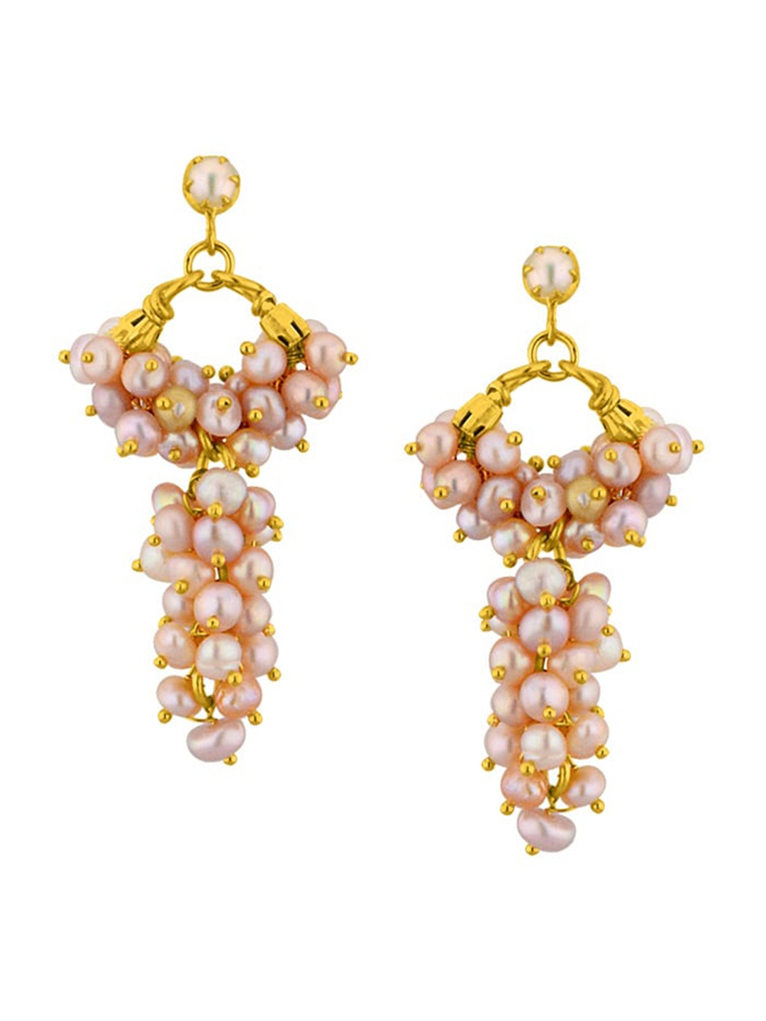 

Sri Jagdamba Pearls Dealer Gold-Plated Pearls Beaded Floral Drop Earrings