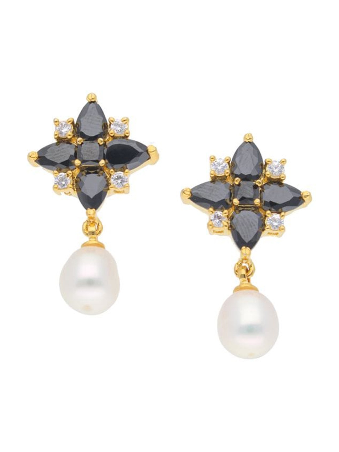 

Sri Jagdamba Pearls Dealer Gold-Plated Contemporary Drop Earrings