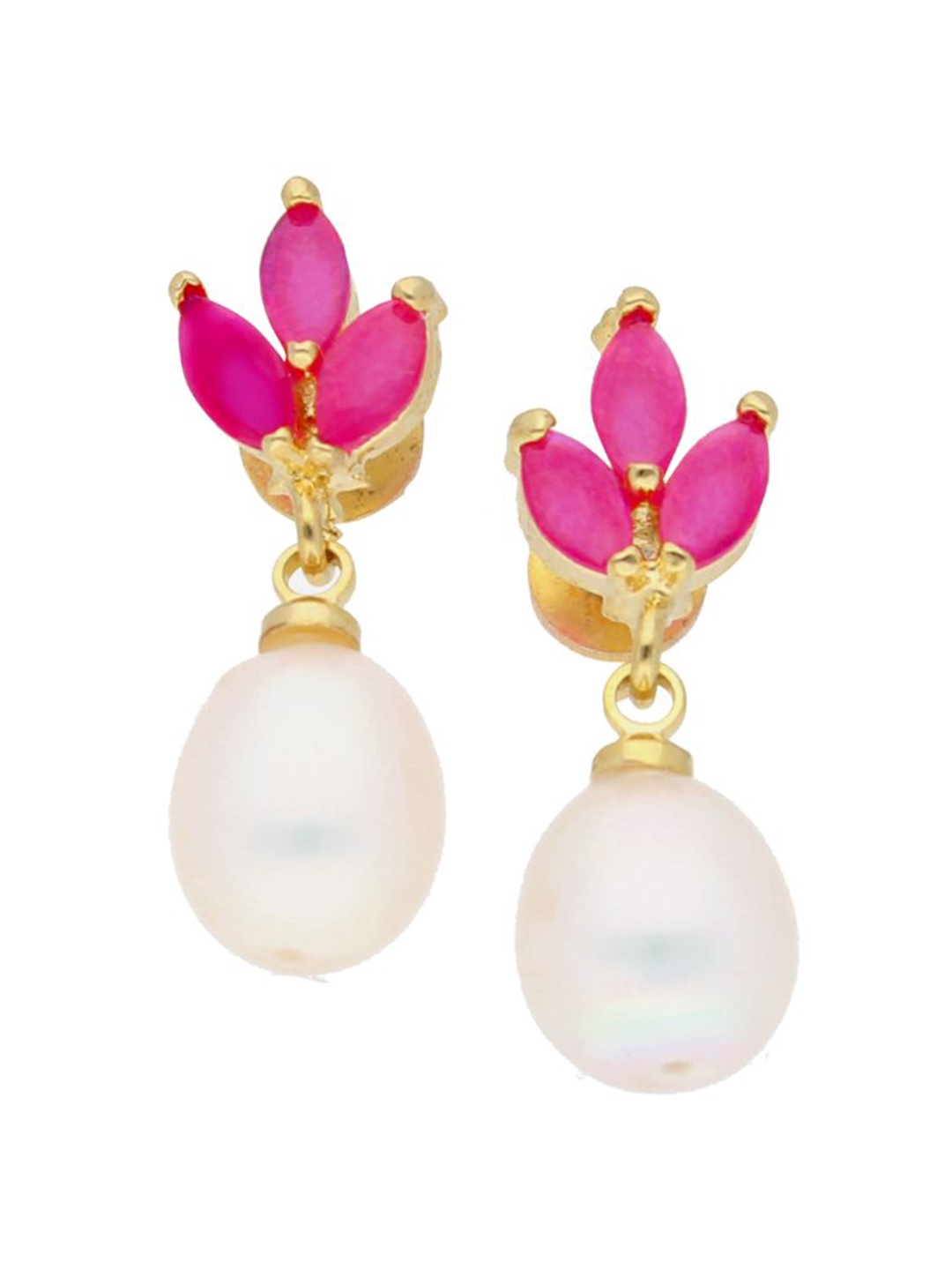 

Sri Jagdamba Pearls Dealer Gold-Plated Contemporary Drop Earrings
