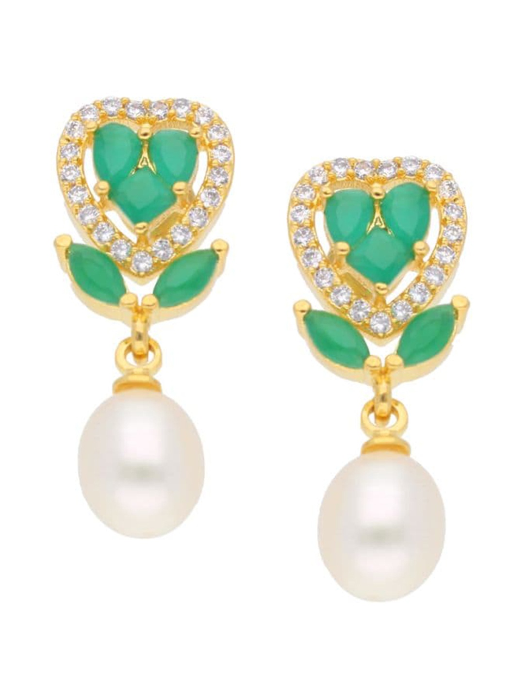 

Sri Jagdamba Pearls Dealer Gold-Plated Contemporary Drop Earrings