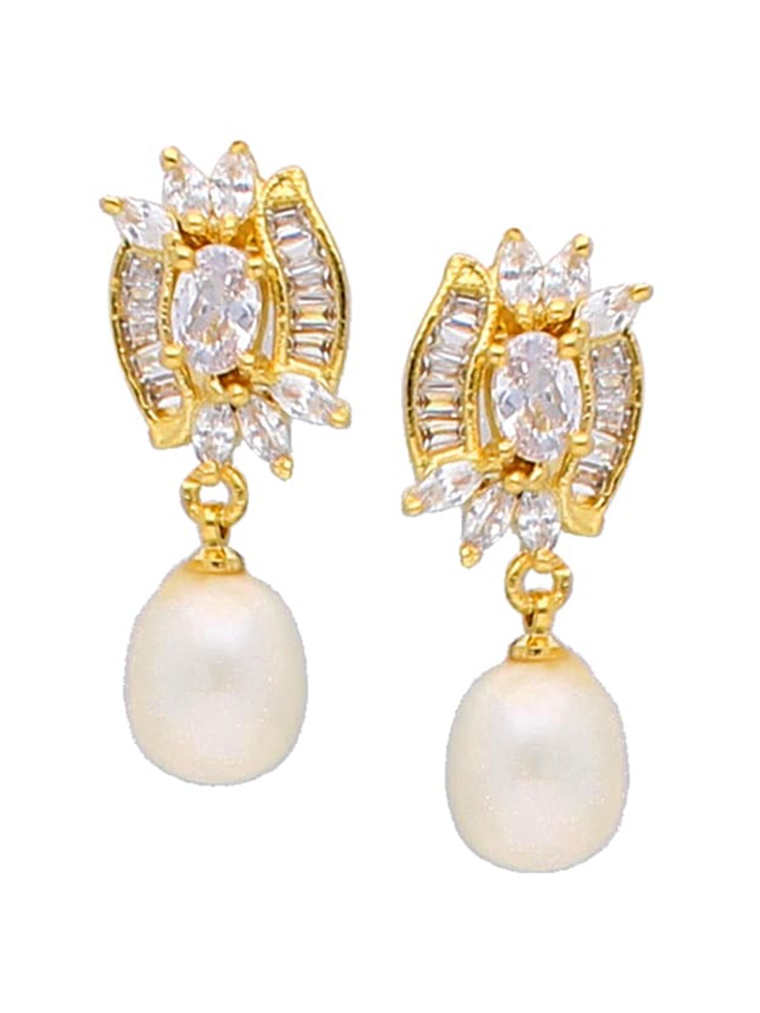 

Sri Jagdamba Pearls Dealer Gold-Plated Contemporary Drop Earrings