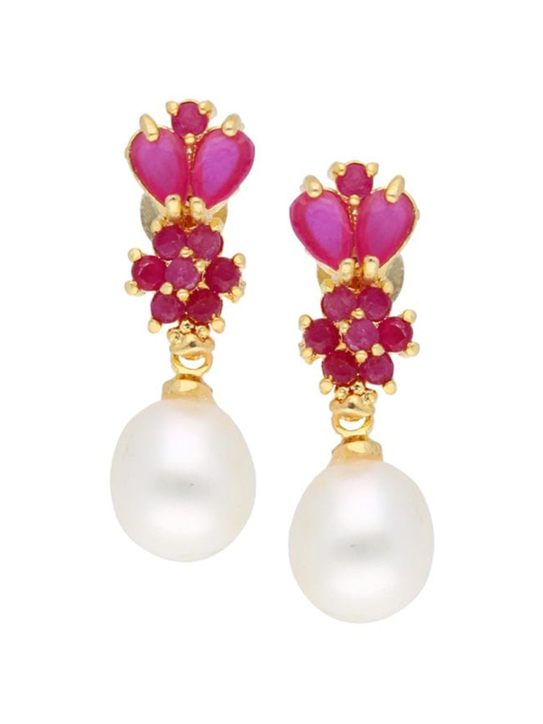 

Sri Jagdamba Pearls Dealer Gold-Plated Contemporary Drop Earrings