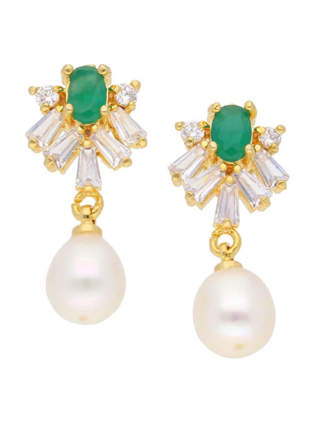 

Sri Jagdamba Pearls Dealer Gold-Plated Contemporary Drop Earrings