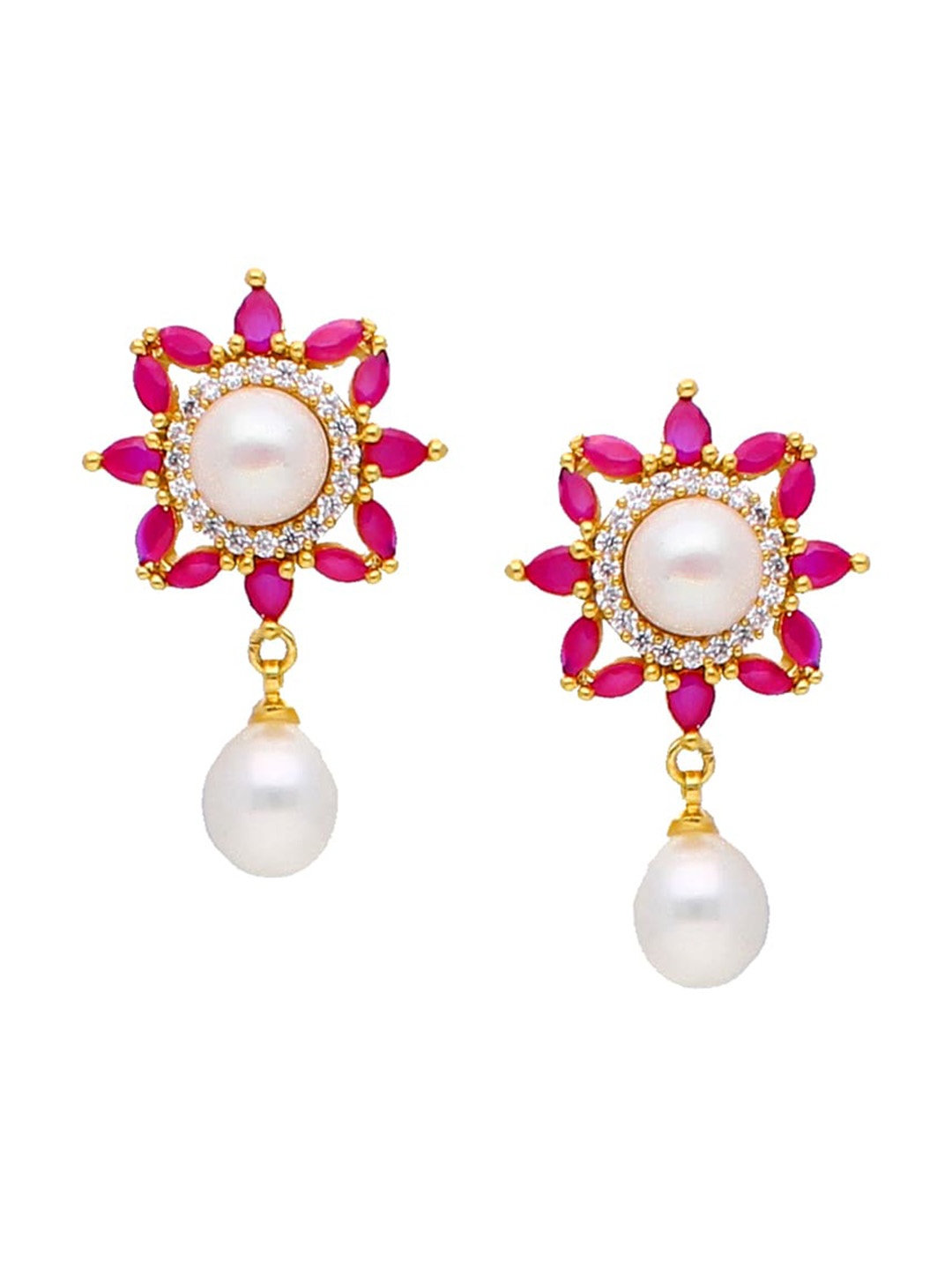 

Sri Jagdamba Pearls Dealer Gold-Plated Contemporary Drop Earrings