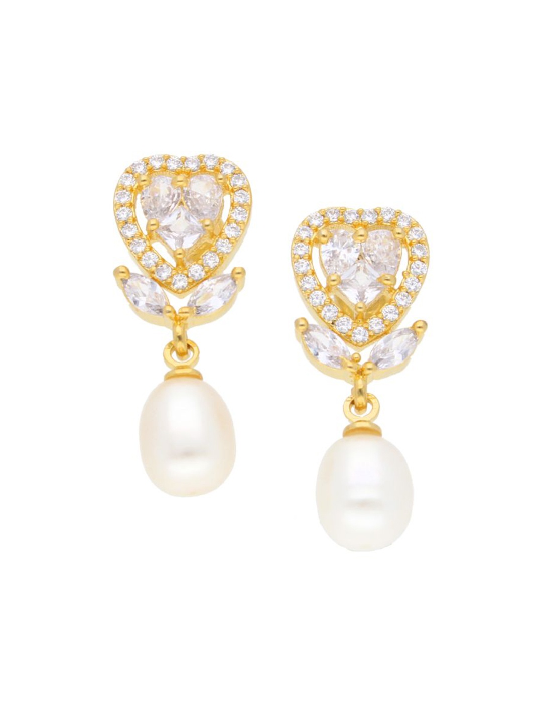 

Sri Jagdamba Pearls Dealer Gold-Plated Contemporary Drop Earrings