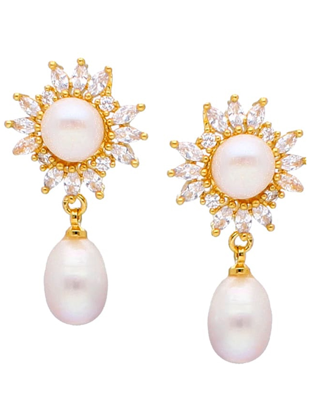 

Sri Jagdamba Pearls Dealer Gold-Plated Contemporary Drop Earrings
