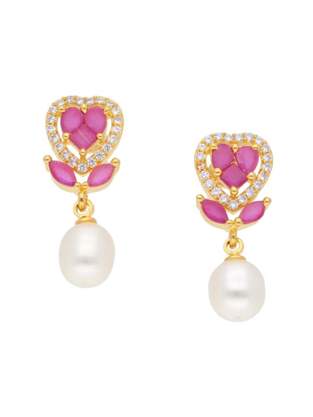 

Sri Jagdamba Pearls Dealer Gold-Plated Contemporary Drop Earrings