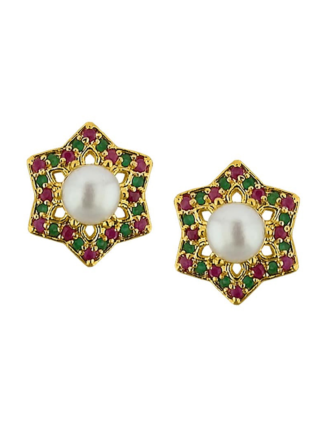 

Sri Jagdamba Pearls Dealer Gold-Plated Contemporary Studs Earrings