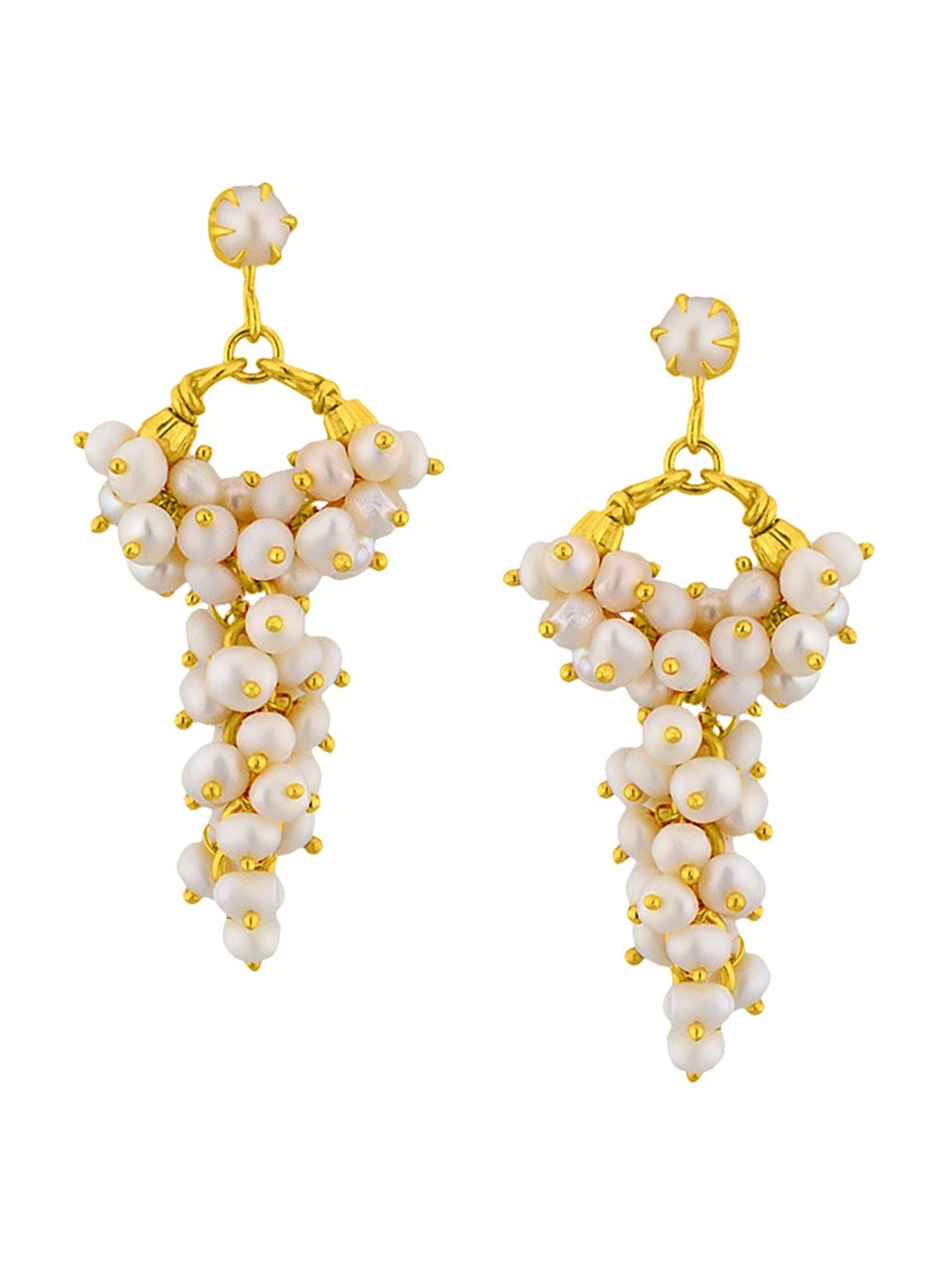 

Sri Jagdamba Pearls Dealer Gold-Plated Contemporary Drop Earrings, Multi