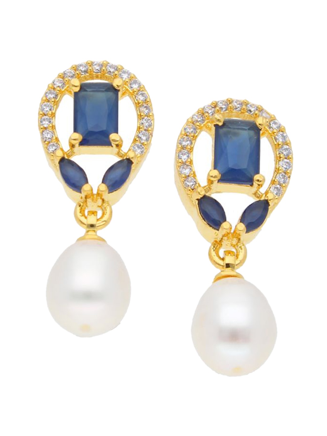 

Sri Jagdamba Pearls Dealer Gold-Plated Contemporary Drop Earrings
