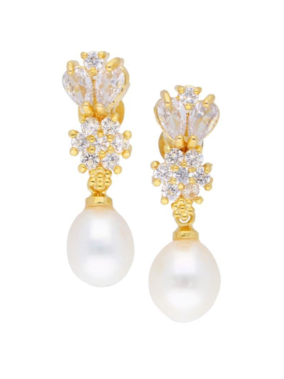 

Sri Jagdamba Pearls Dealer Gold-Plated Contemporary Drop Earrings