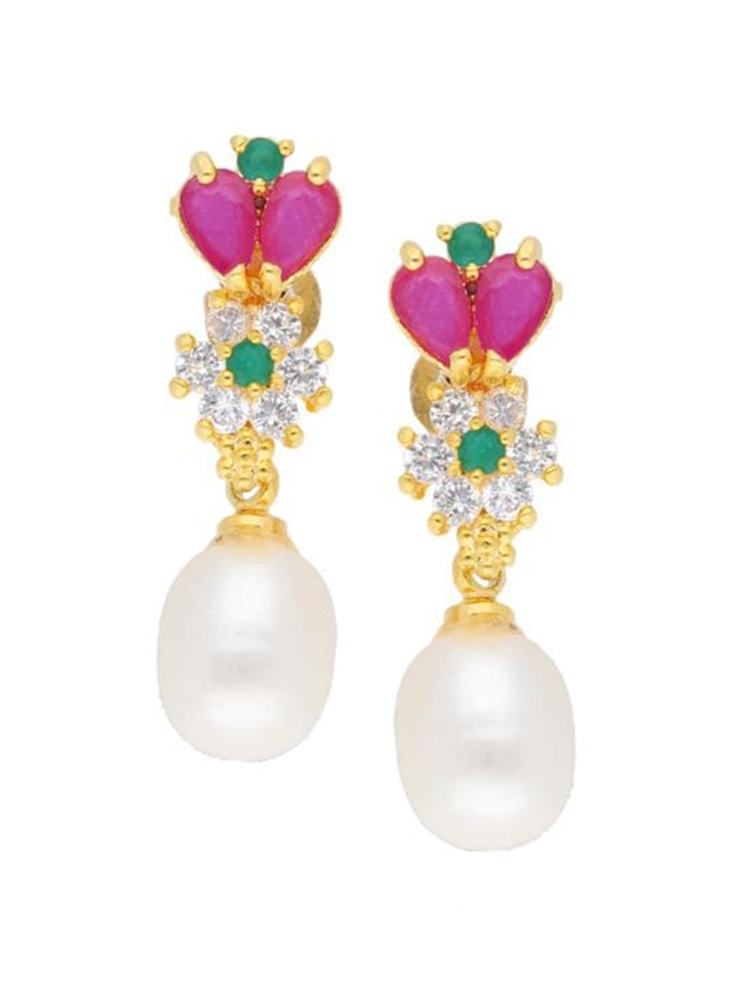 

Sri Jagdamba Pearls Dealer Gold-Plated Contemporary Drop Earrings