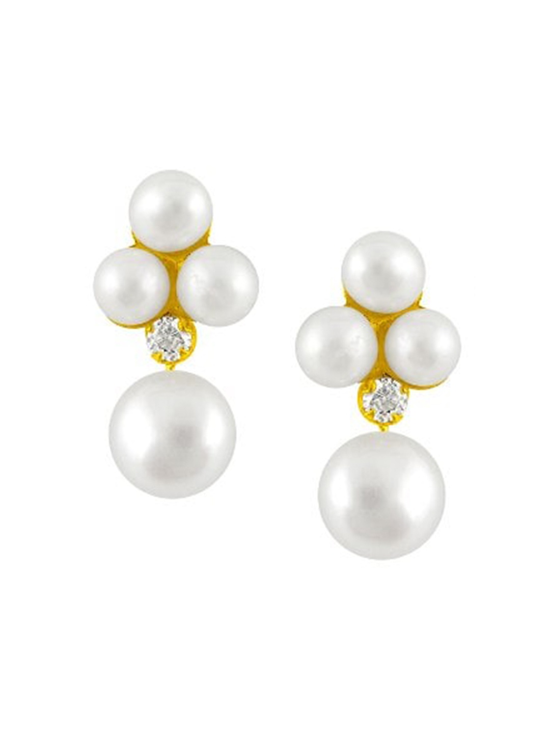 

Sri Jagdamba Pearls Dealer Gold-Plated Contemporary Stone Studded & Beaded Drop Earrings