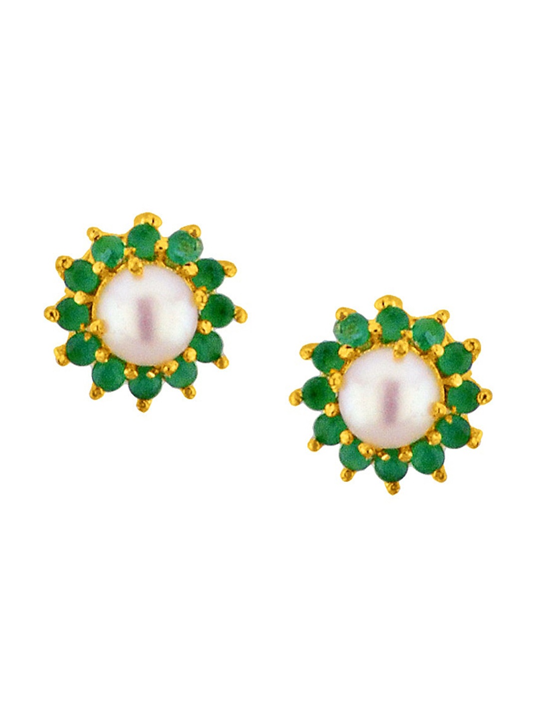 

Sri Jagdamba Pearls Dealer Gold-Plated Contemporary Stone Studded & Beaded Studs Earrings