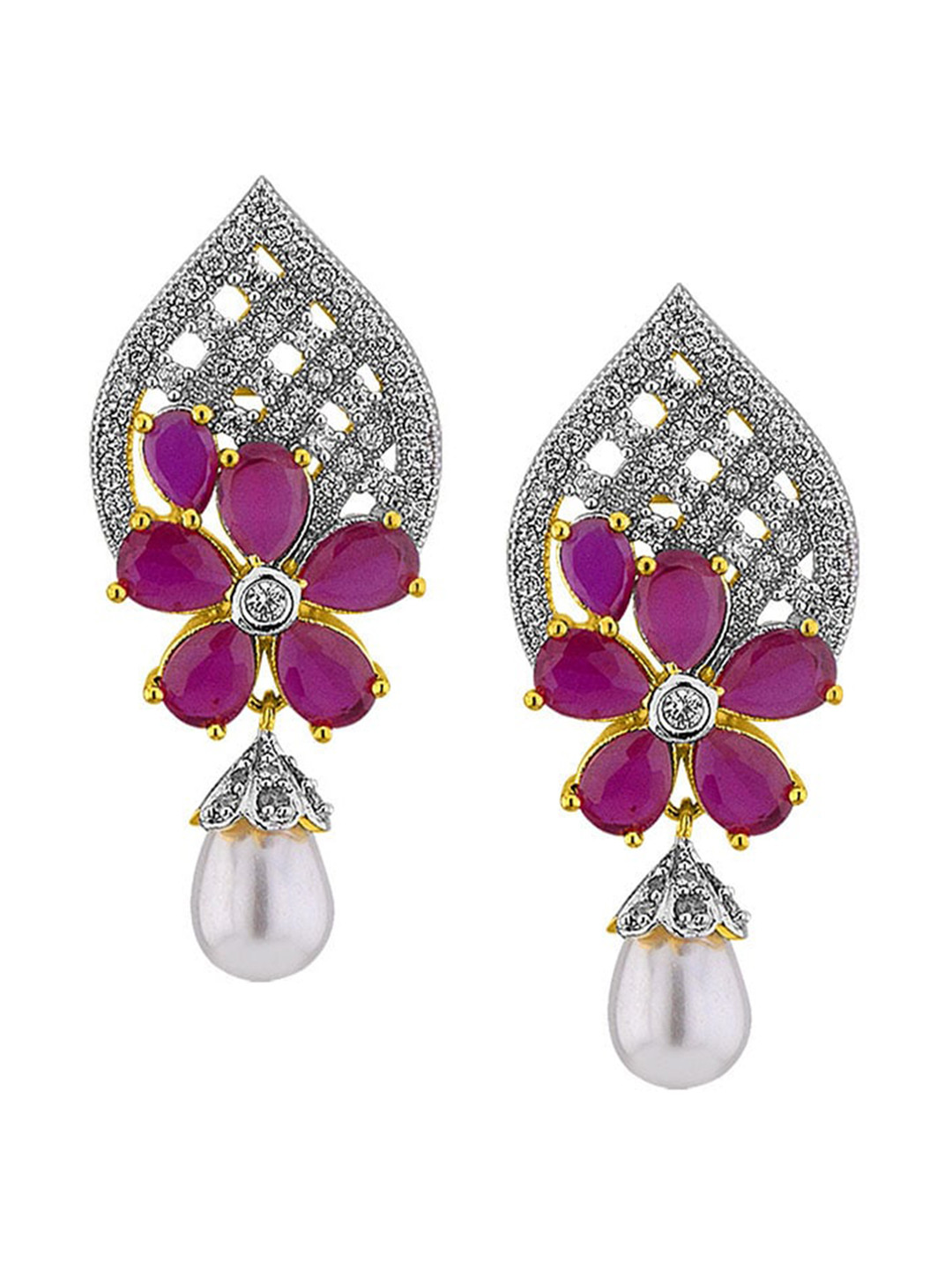 

Sri Jagdamba Pearls Dealer Multicoloured Contemporary Drop Earrings, Multi