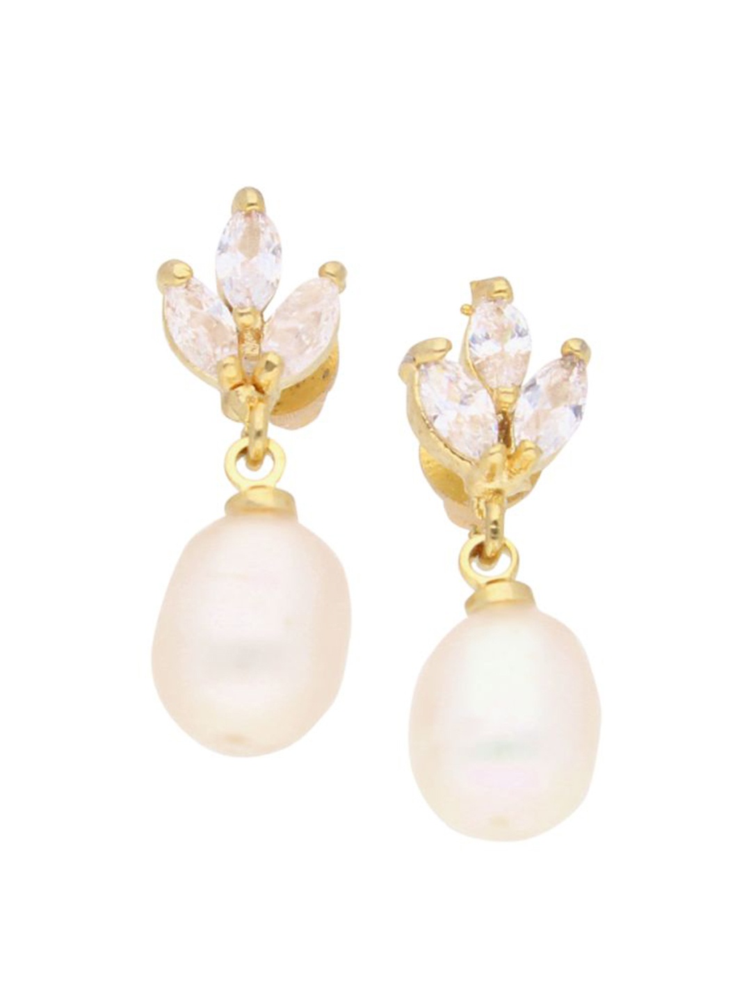 

Sri Jagdamba Pearls Dealer Gold-Plated Contemporary Drop Earrings