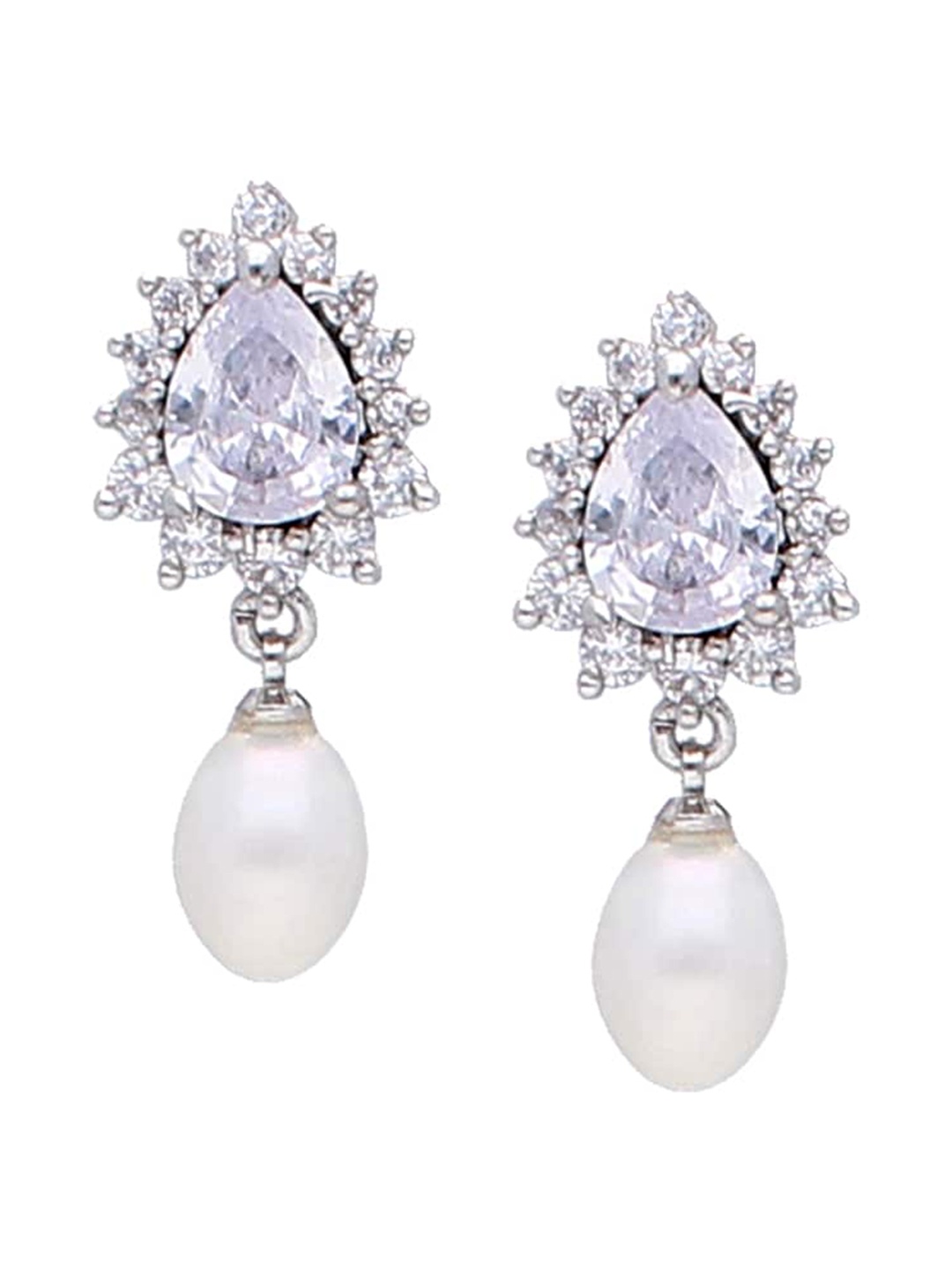 

Sri Jagdamba Pearls Dealer Gold-Plated Studded Contemporary Drop Earrings