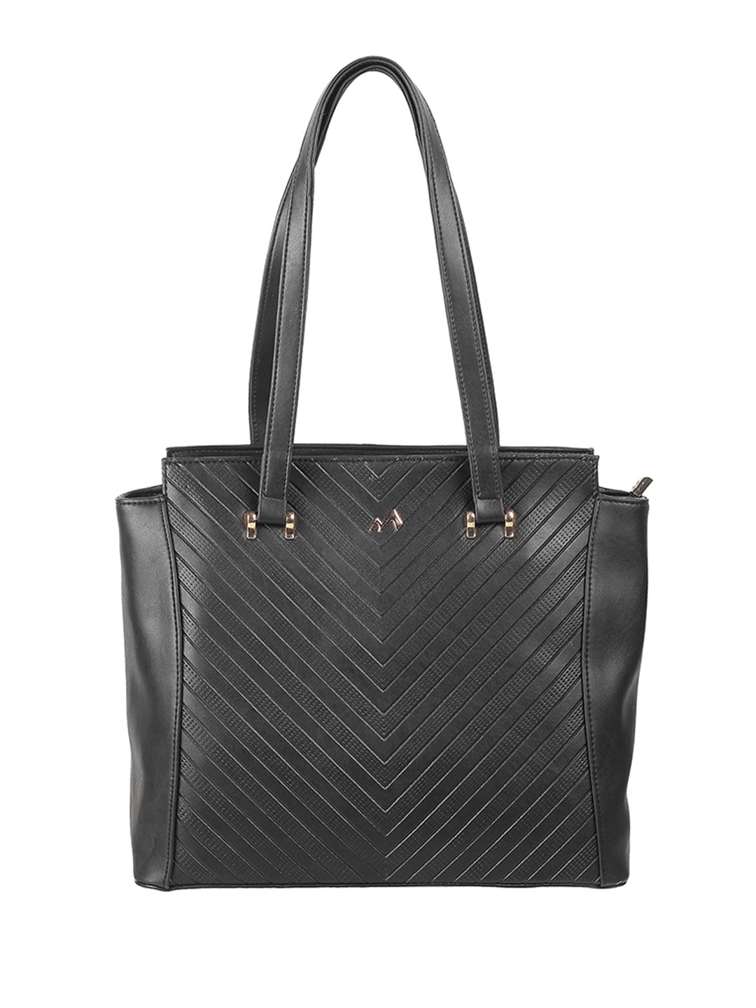

Metro Textured Structured Shoulder Bag with Quilted, Black